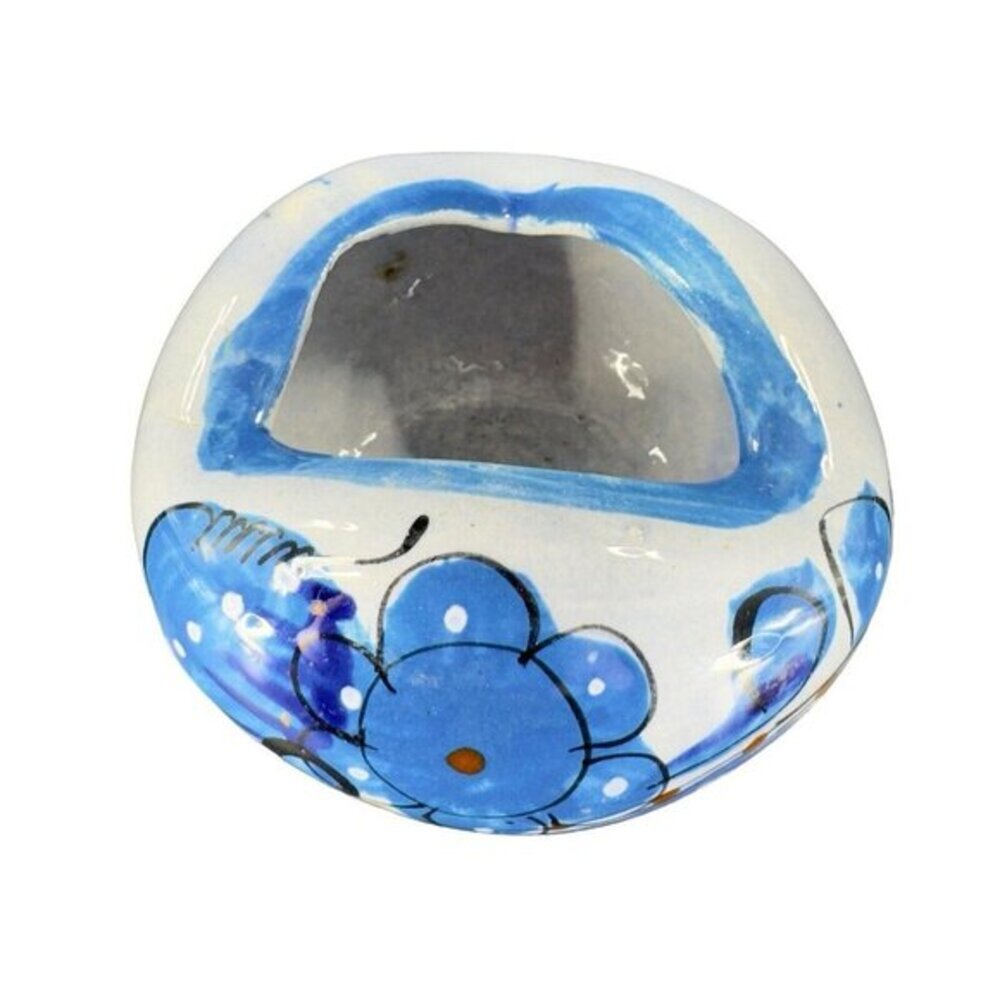 Mexico Folk Art Pottery Bowl Bird Hand‎ Made Painted Dish Bowl Ashtray Decor VTG